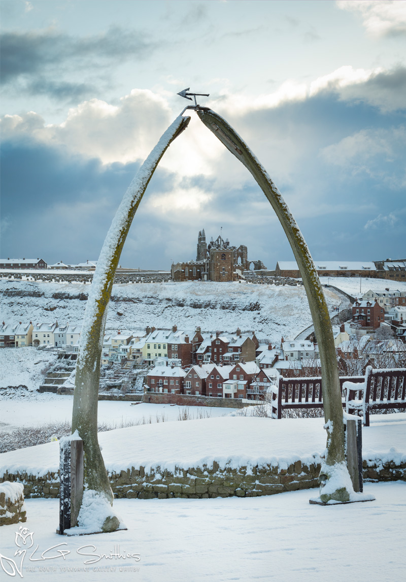 Whitby Whalebones In The Snow Christmas Card