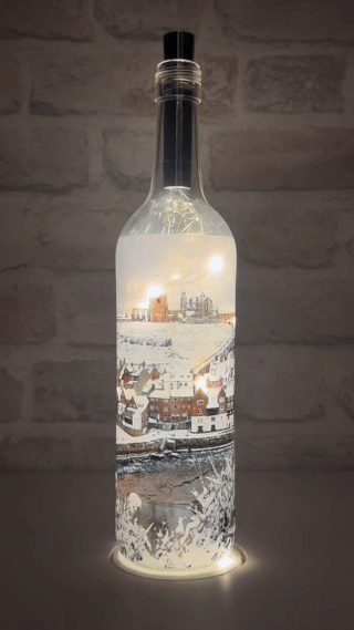 Tate Hill Whitby In the Snow Light Up Bottle Video