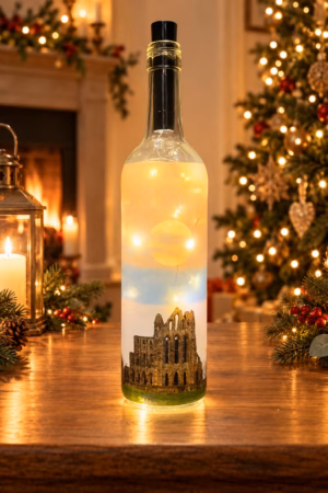 Super Moon Over Whitby Abbey Light Up Bottle Lit