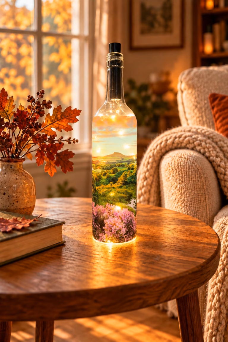 Roseberry Topping Sunset From Cockshaw Hill Light Up Bottle Lit