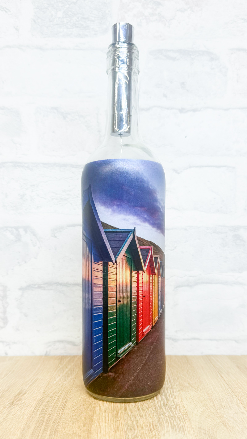 Whitby Beach Huts At Dusk light up bottle 2 Whitby Beach Huts At Dusk light up bottle