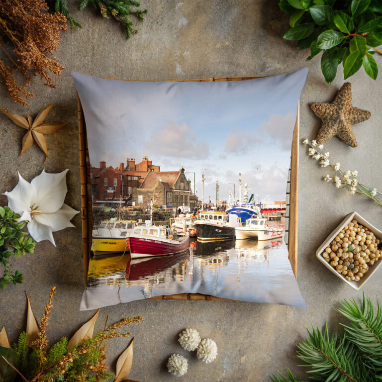 Whitby Harbour Double Sided Velvet Cushion
