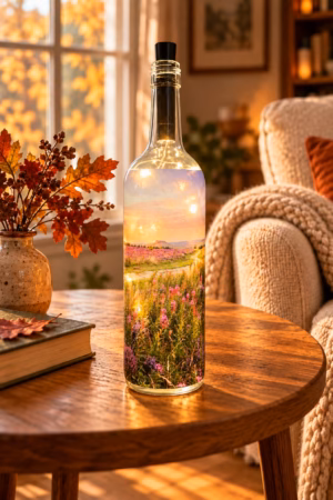Sunset Over Roseberry Topping And The Cleveland Way Light Up Bottle Lit