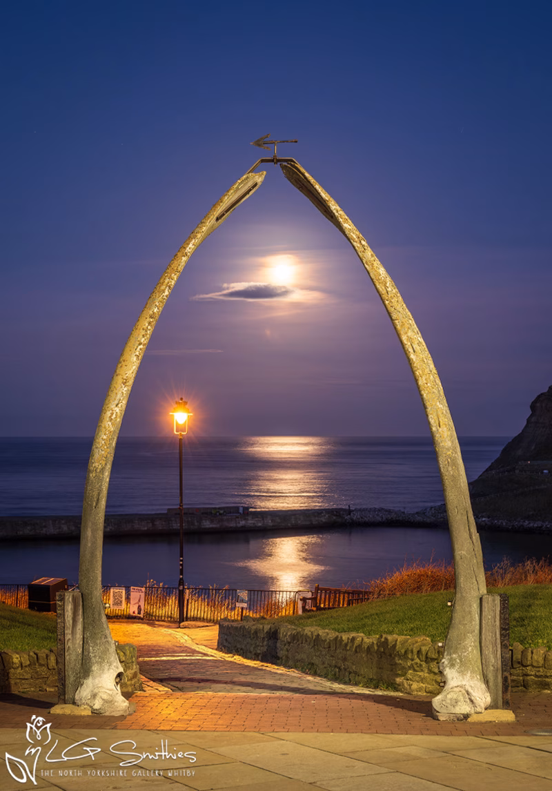 Yorkshire Coast Moonrise At Whitby Whalebones Yorkshire Coast Moonrise At Whitby Whalebones