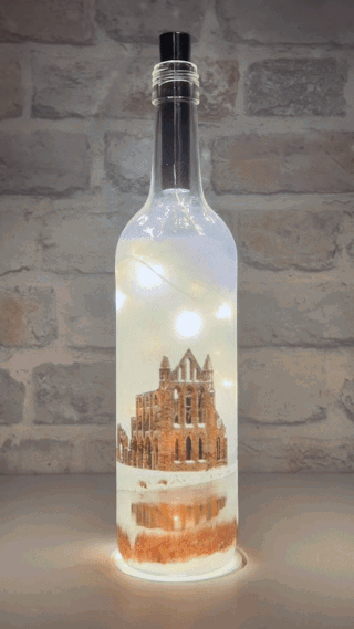 Snow at Whitby Abbey Light Up Bottle Video