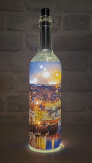 Supermoon Over Whitby Harbour Light Up Bottle Video