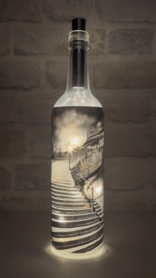Moonrise over Whitbys 199 Steps Light Up Bottle Video