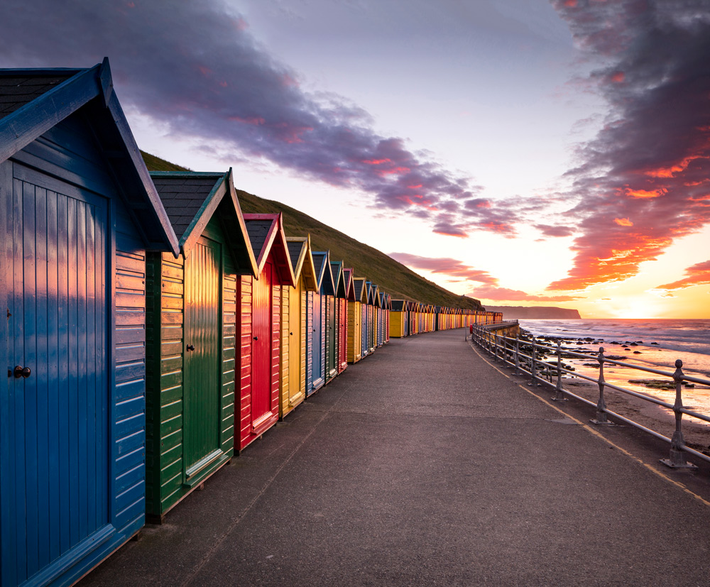 Whitby Beach Huts At Dusk light up bottle 3 Whitby Beach Huts At Dusk light up bottle Design