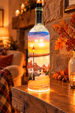Sunset On Whitby's 199 Steps Light Up Bottle Lit