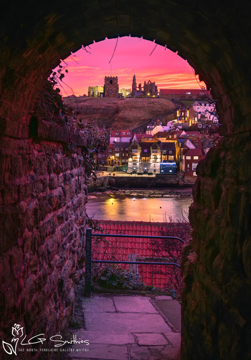 Whitby Abbey Through the Tunnel, NYE 24 Whitby Abbey Through the Tunnel, NYE 24