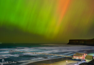 Northern Lights Over Saltburn Pier And Beach