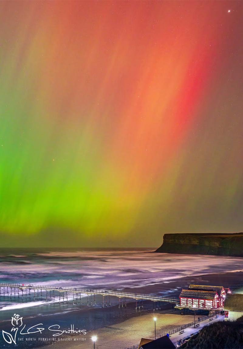 Northern Lights Over Saltburn Pier And Huntcliff Northern Lights Over Saltburn Pier And Huntcliff