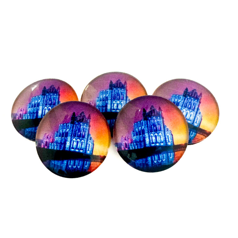 Ilumanated Whitby Abbey Pebble Magnet
