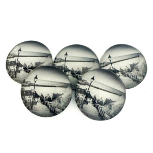 Whitby 199 Steps Black And White Pebble Magnet