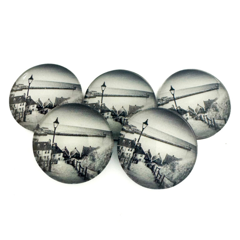 Whitby 199 Steps Black And White Pebble Magnet