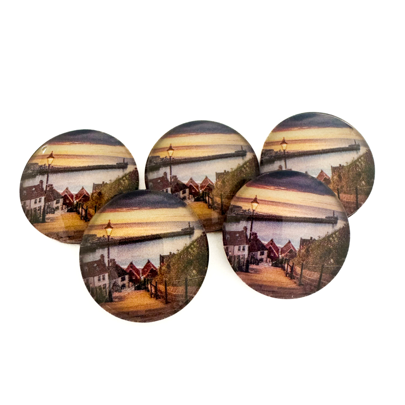 Whitby 199 Steps Sunset Pebble Magnet 1 Whitby 199 Steps Sunset Pebble Magnet