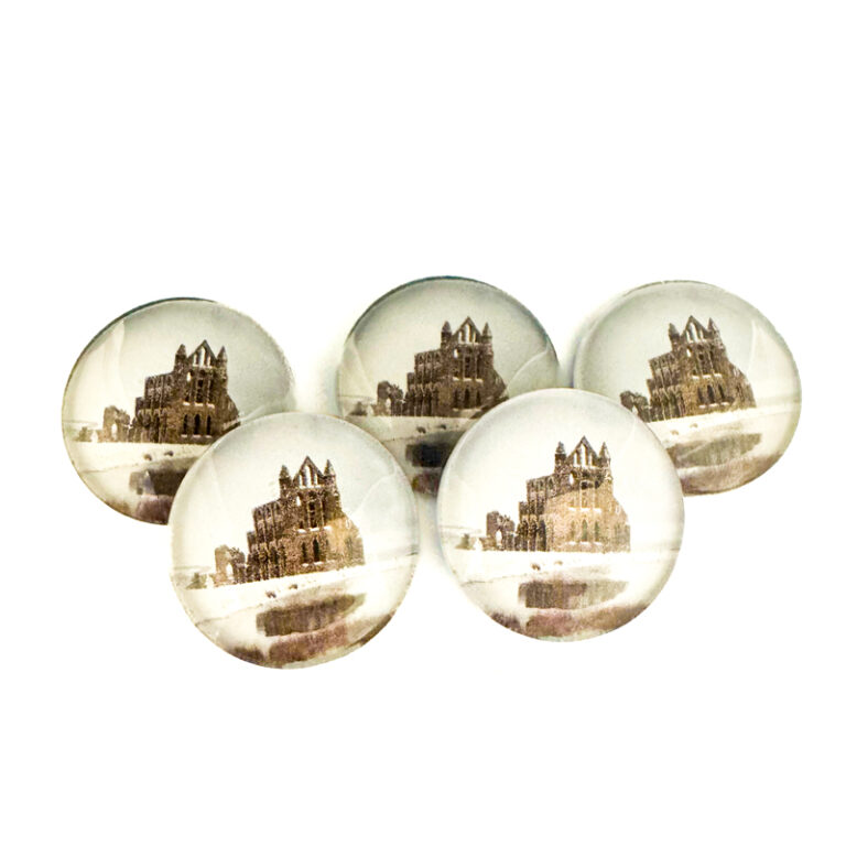 Whitby Abbey Snow Pebble Magnet