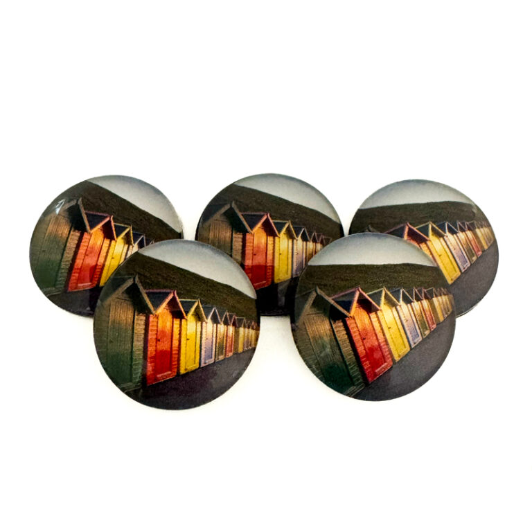 Whitby Beach Huts Pebble Magnet