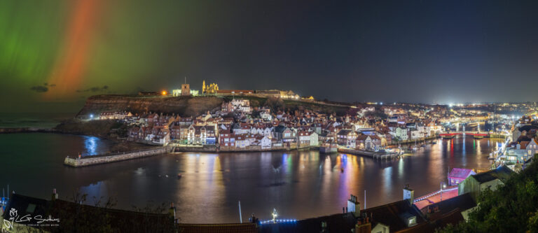 Northern Lights At Whitby Wide Panoramic