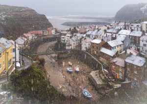 Snow Falling At Staithes