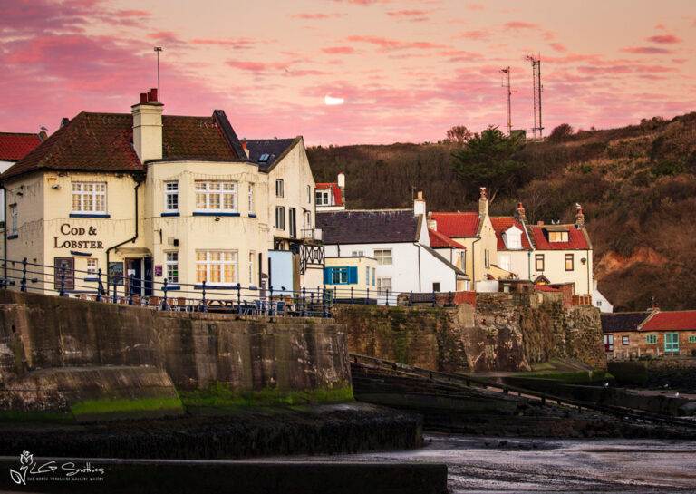 Staithes Moonset Over The Cod