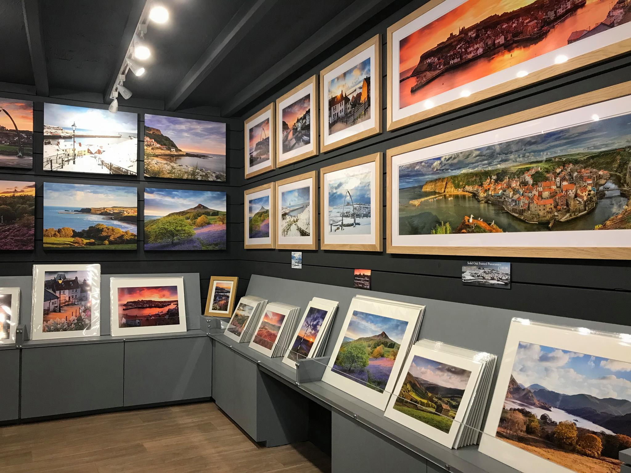 Inside The North Yorkshire Gallery with mounts supplied by IcanFRAME Panoramic framed prints and mounted prints inside The North Yorkshire Gallery