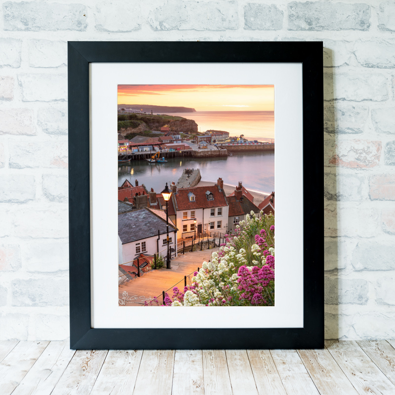 Whitby's 199 Steps framed in black
