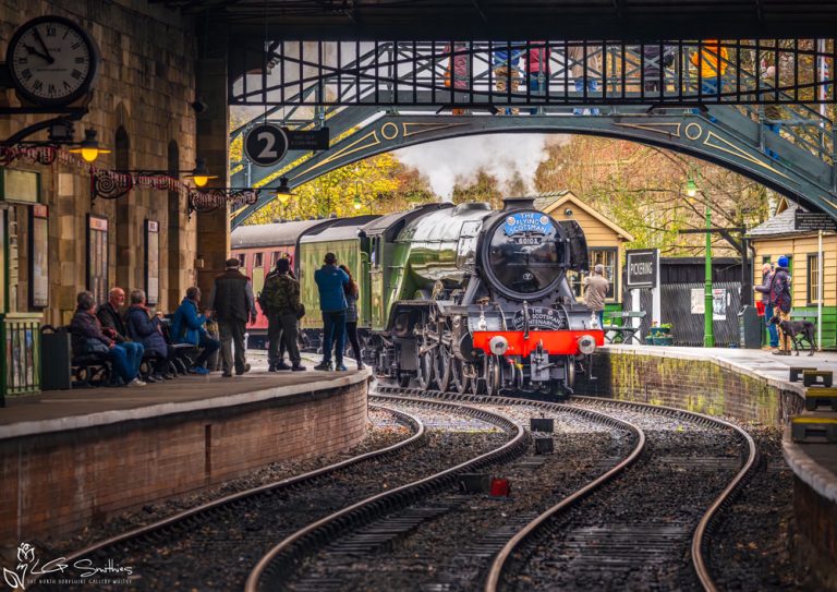 A3 Flying Scotsman arrives At Pickering Station NYMR