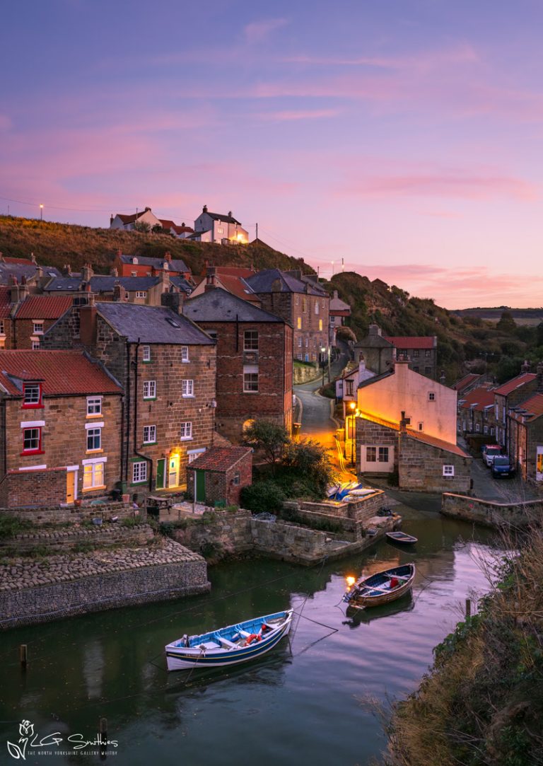 Dusk Glow Over Roxby Beck At Staithes