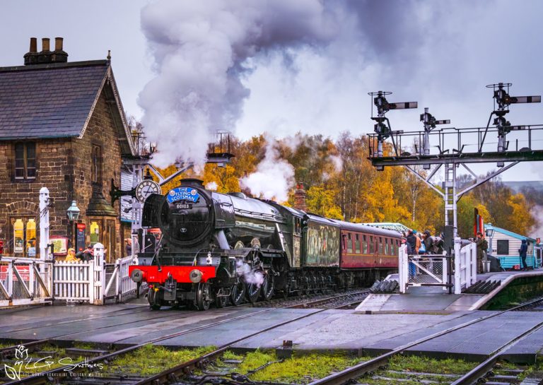 Flying Scotsman Locomotive On An Autumn Day At Grosmont Station
