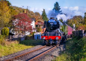 Flying Scotsman Locomotive At New Bridge Signal Box NYMR