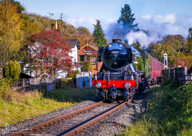 Flying Scotsman Locomotive At New Bridge Signal Box NYMR