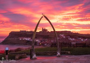 Sunrise Through Whitby’s Whalebone Arch