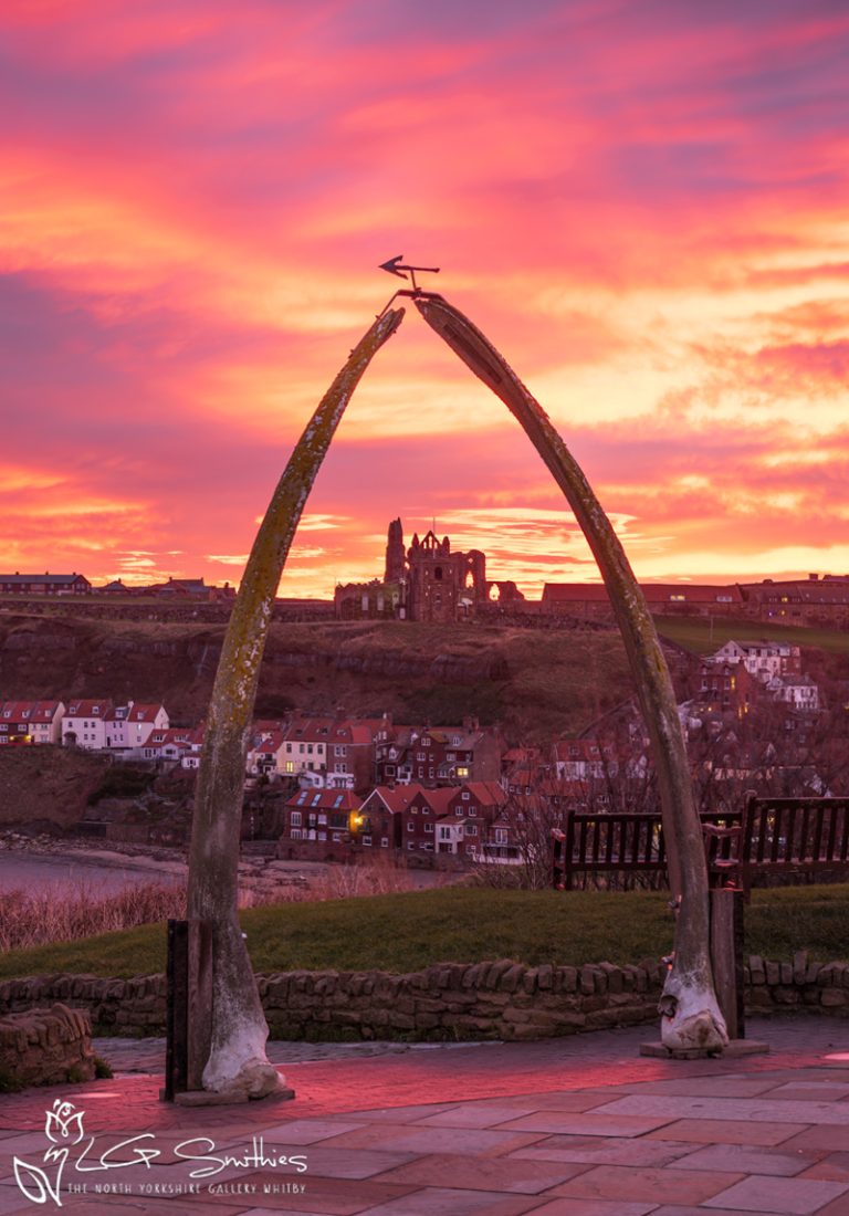 Whitby West Cliff Sunrise Across the Sea