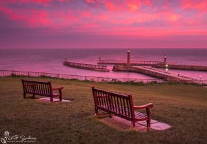 Whitby West Cliff Sunrise Across the Sea
