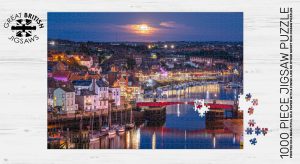 Moonrise Over Whitby Harbour And Swing Bridge 1000 Piece Jigsaw
