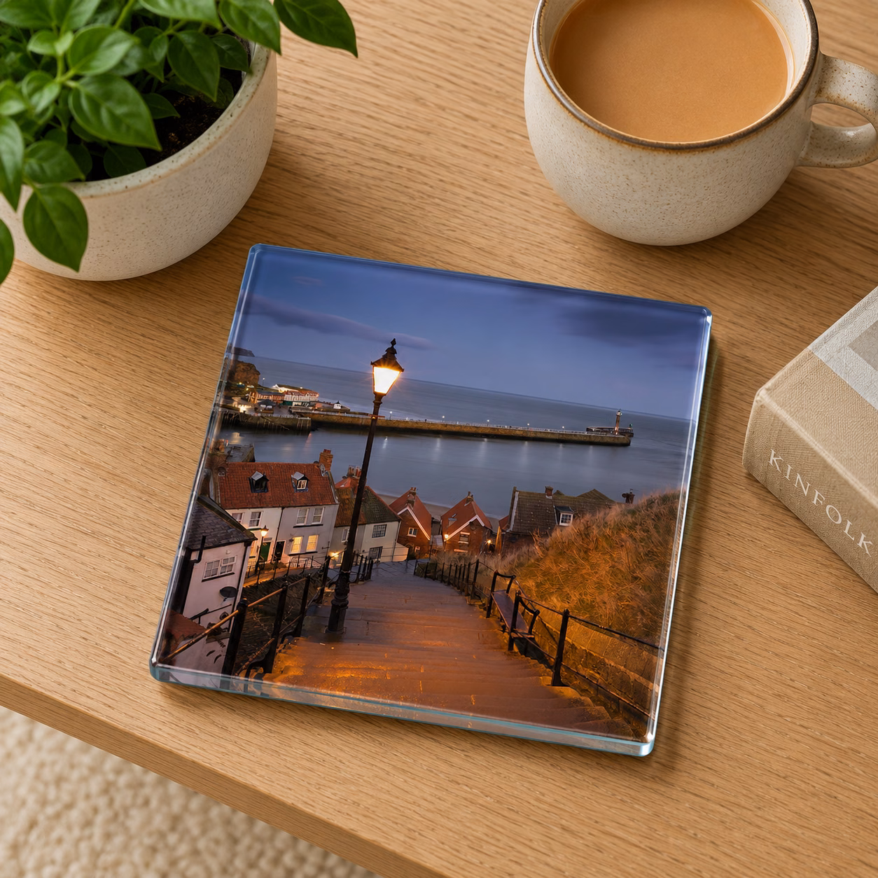 199 Steps At Night Glass Coaster 1 199 Steps At Night Glass Coaster Coffee Table Decor