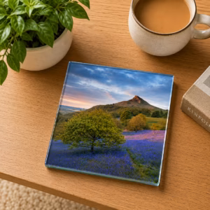 Bluebells At Roseberry Topping Glass Coaster Coffee Table Decor