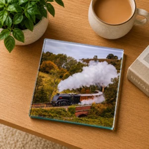 Sir Nigel Gresley At Darnholme NYMR Glass Coaster Coffee Table Decor