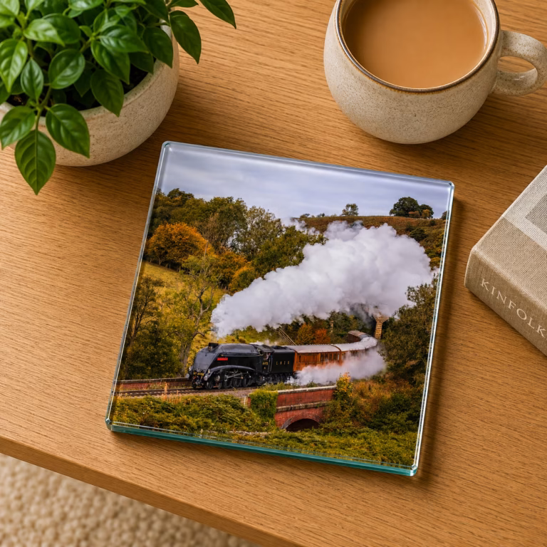 Sir Nigel Gresley At Darnholme NYMR Glass Coaster Coffee Table Decor
