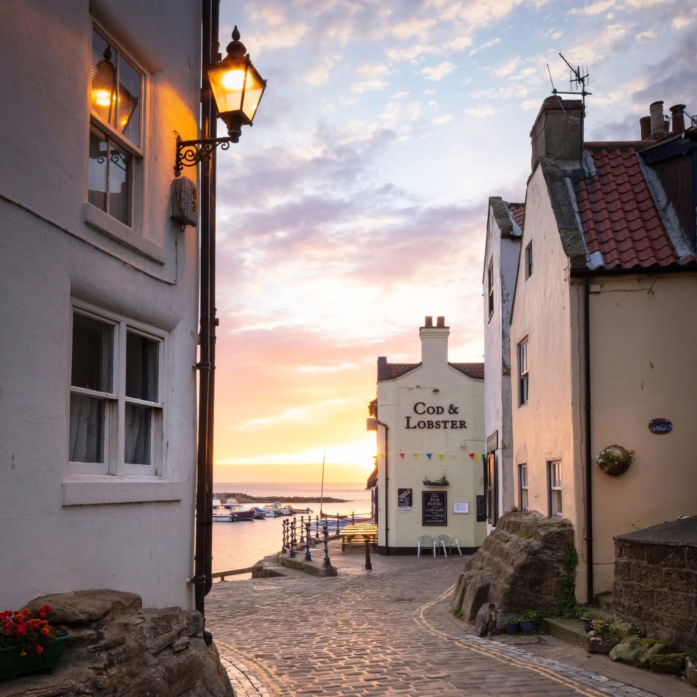 Staithes Sunrise By The Cod And Lobster Glass Coaster 2 Staithes Sunrise By The Cod And Lobster Glass Coaster Design