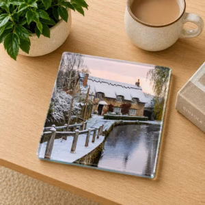 Thornton Le Dale Snow Glass Coaster Coffee Table Decor