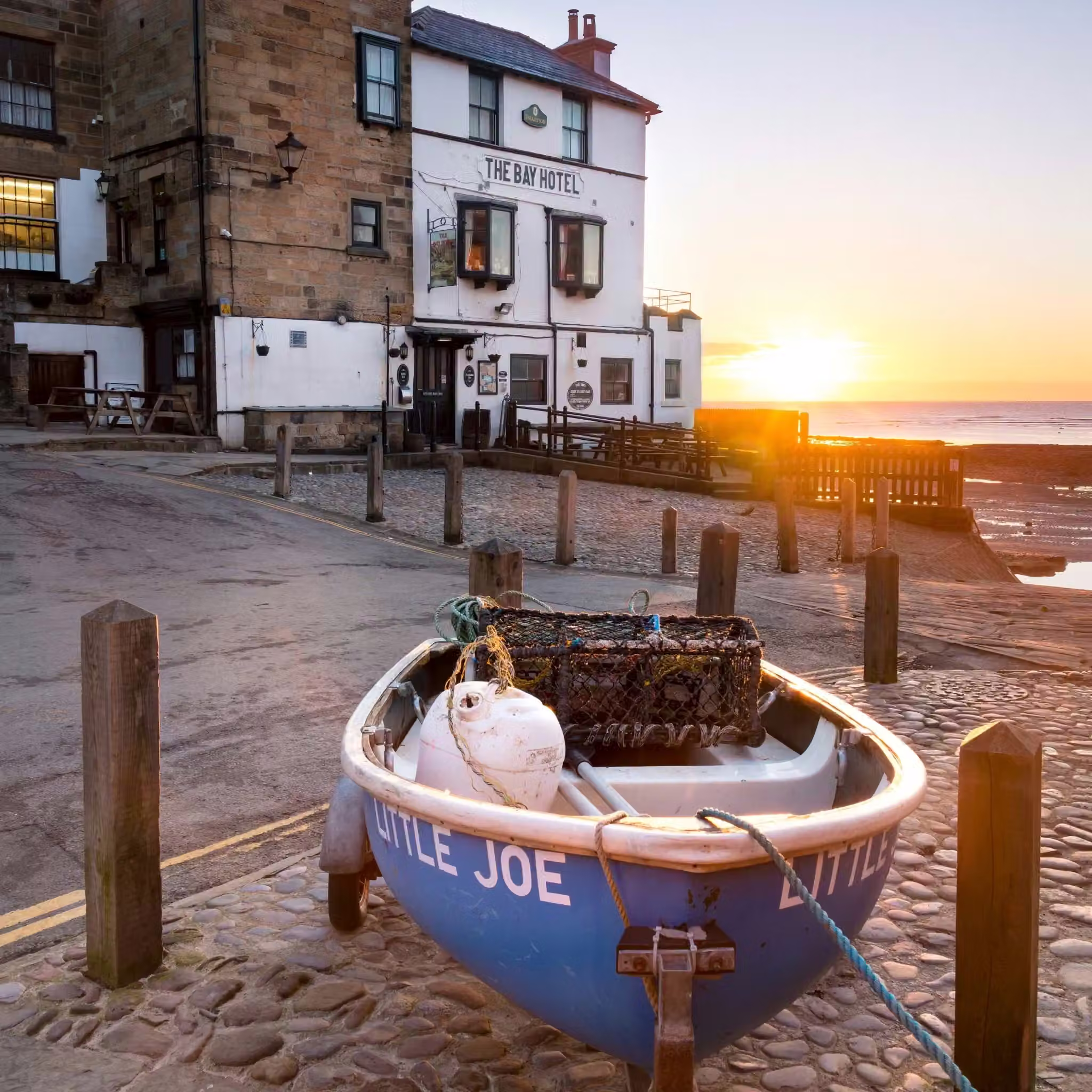 Robin Hoods Bay Sunrise At The Bay Hotel Glass Coaster 2 Robin Hoods Bay Sunrise At The Bay Hotel Glass Coaster Design