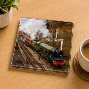 The Flying Scotsman At Goathland Station Glass Coaster Coffee Table Decor