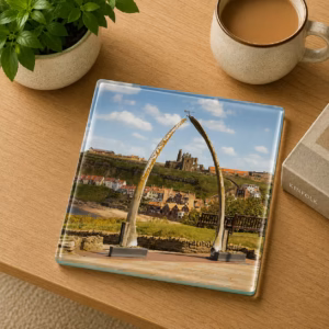 The Whalebones West Cliff Whitby Glass Coaster Coffee Table Decor