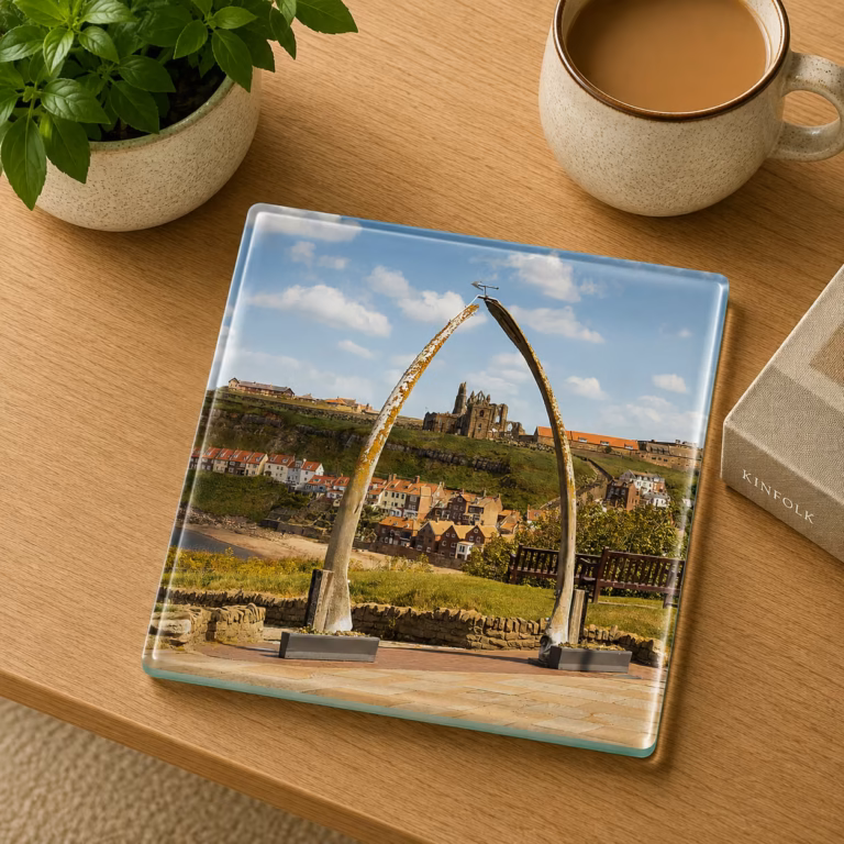 The Whalebones West Cliff Whitby Glass Coaster Coffee Table Decor