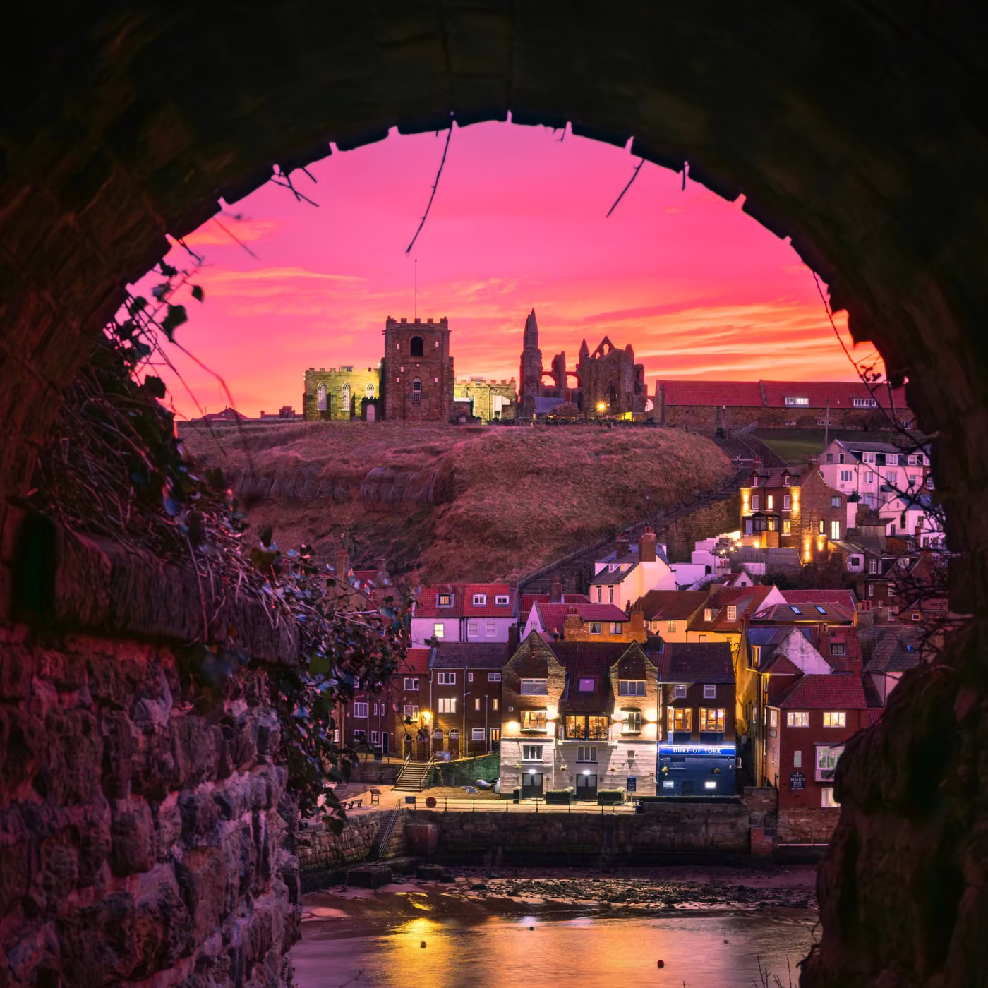 Whitby Abbey Through the Tunnel NYE 24 Glass Coaster 2 Whitby Abbey Through the Tunnel NYE 24 Glass Coaster Design