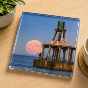 Whitby Fishing Glass Coaster Coffee Table Decor