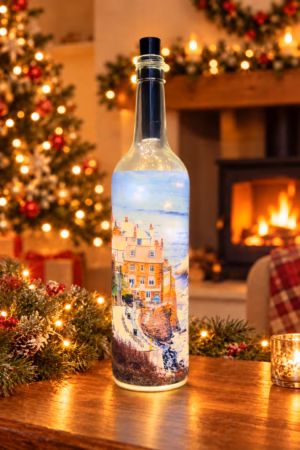 Rough Winter Sea At Robin Hoods Bay Light Up Bottle Video