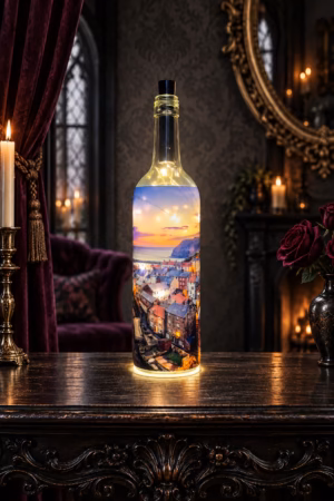 Staithes Winters Dawn Light Up Bottle Lit